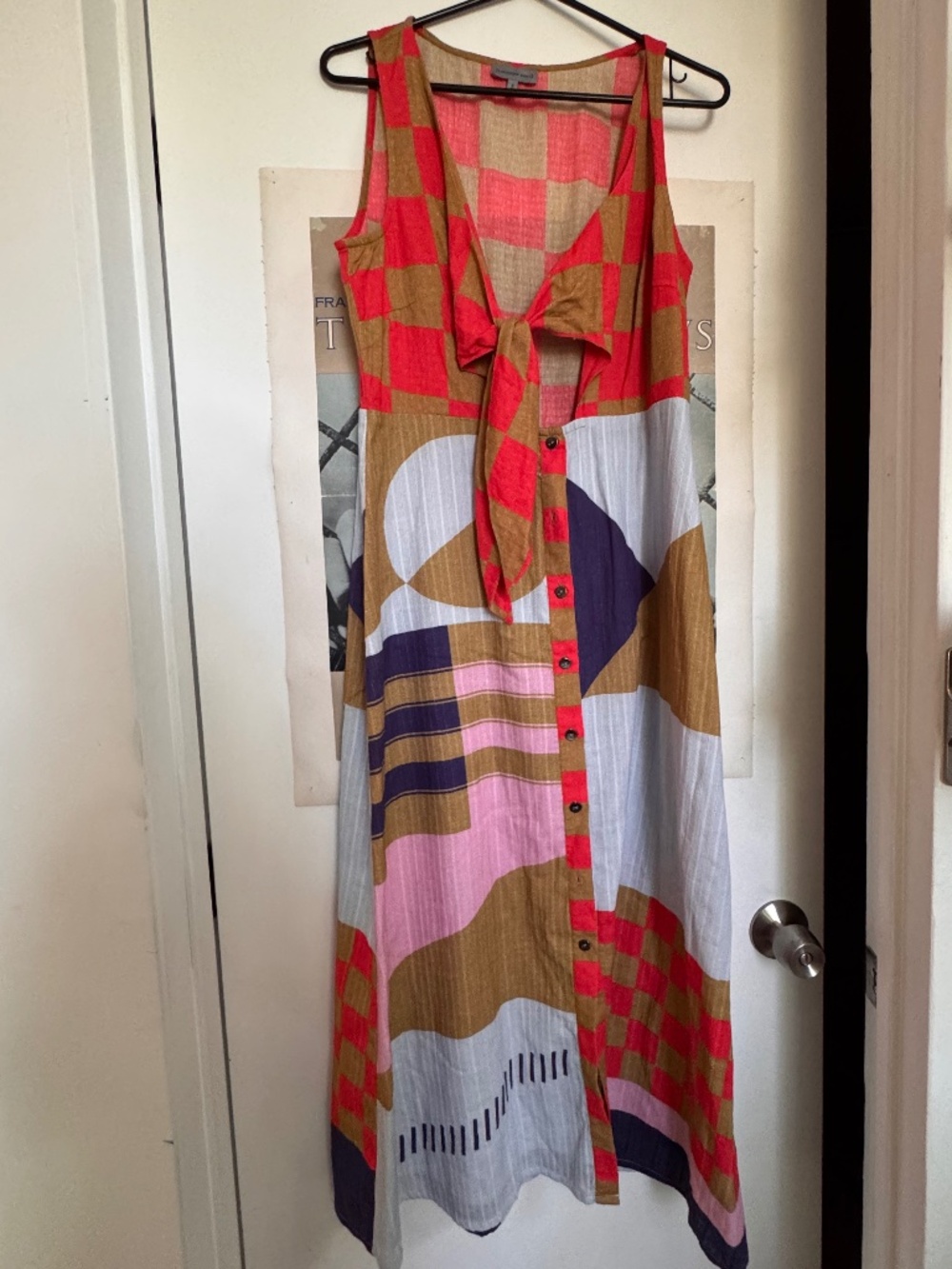 Conditions Apply Anthropologie Abstract Tie Front Maxi Dress